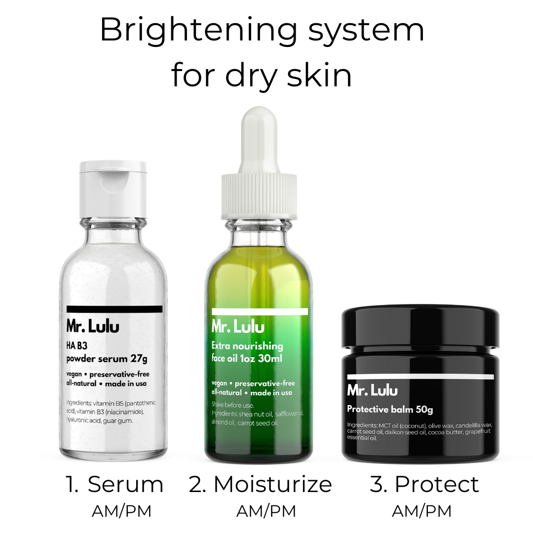 Brightening system for dry skin