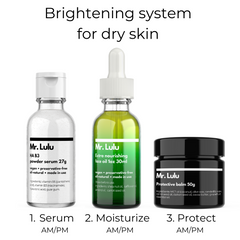 Brightening system for dry skin